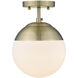 Dixon 1 Light 8 inch Aged Brass Semi-flush Ceiling Light, Damp
