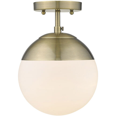 Dixon 1 Light 8 inch Aged Brass Semi-flush Ceiling Light, Damp