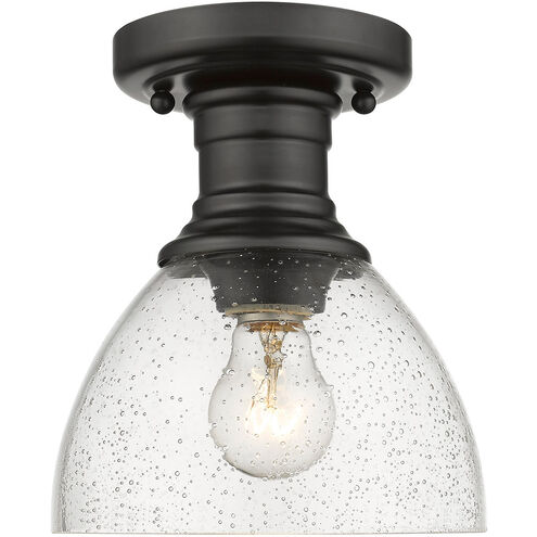 Hines 1 Light 7 inch Matte Black Semi-flush Ceiling Light in Seeded Glass