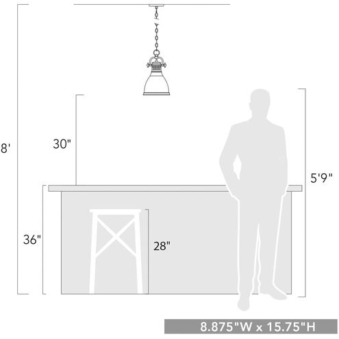 Duncan 1 Light 9 inch Pewter Mini Pendant Ceiling Light in Seafoam, Small