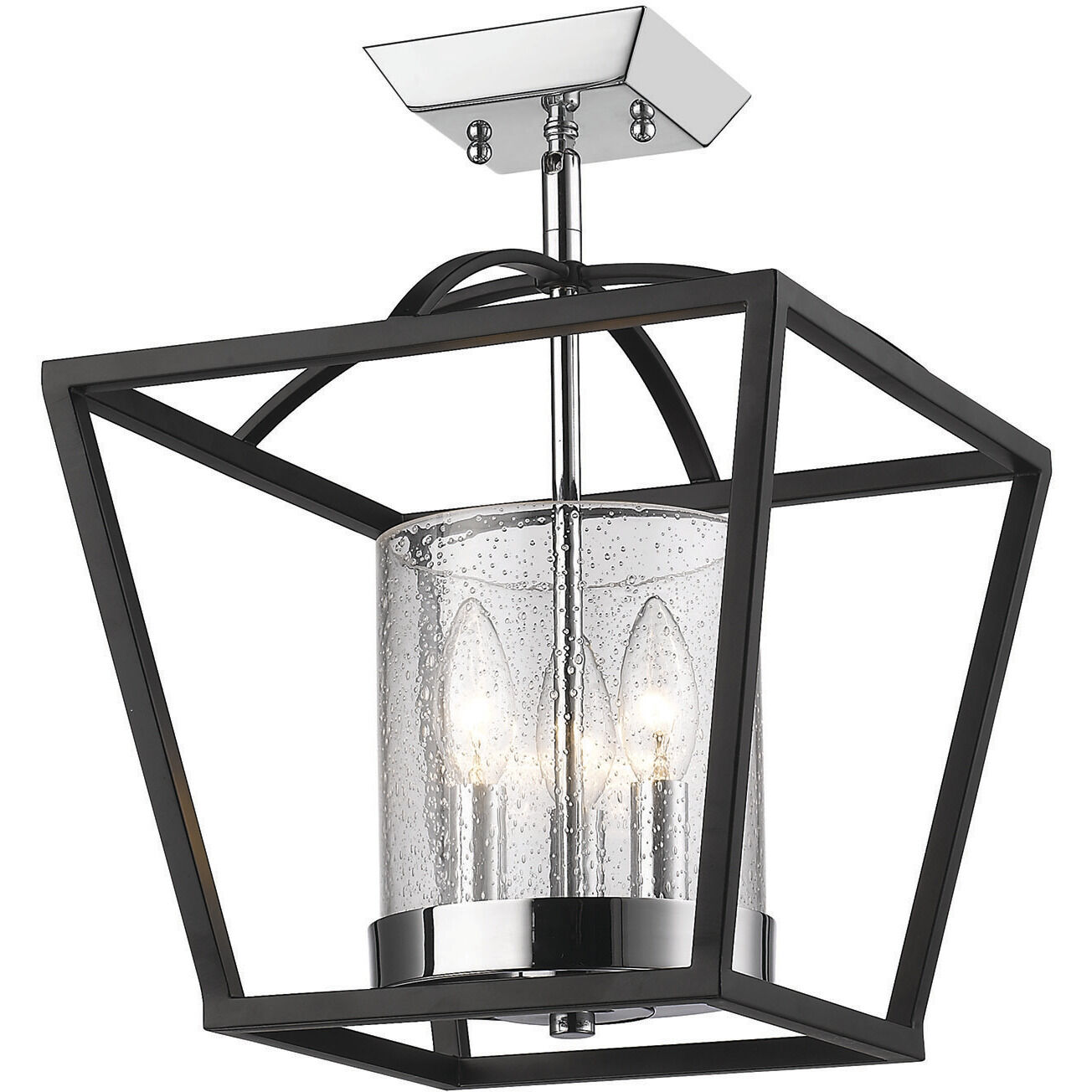 Mercer 11.75 inch 60.00 watt Matte Black/Chrome Chandelier Ceiling Light, Convertible