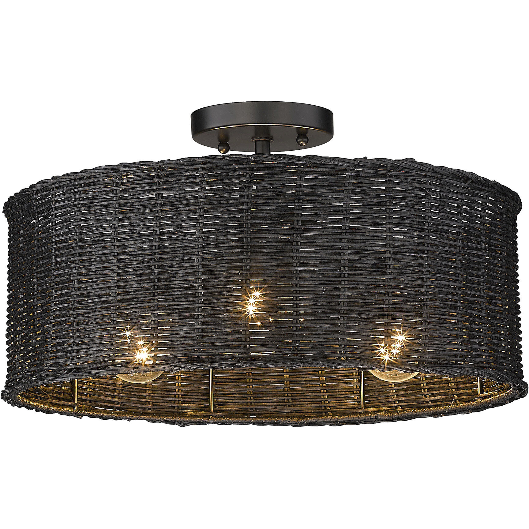 Erma 3 Light 16.38 inch Matte Black Semi-Flush Mount Ceiling Light