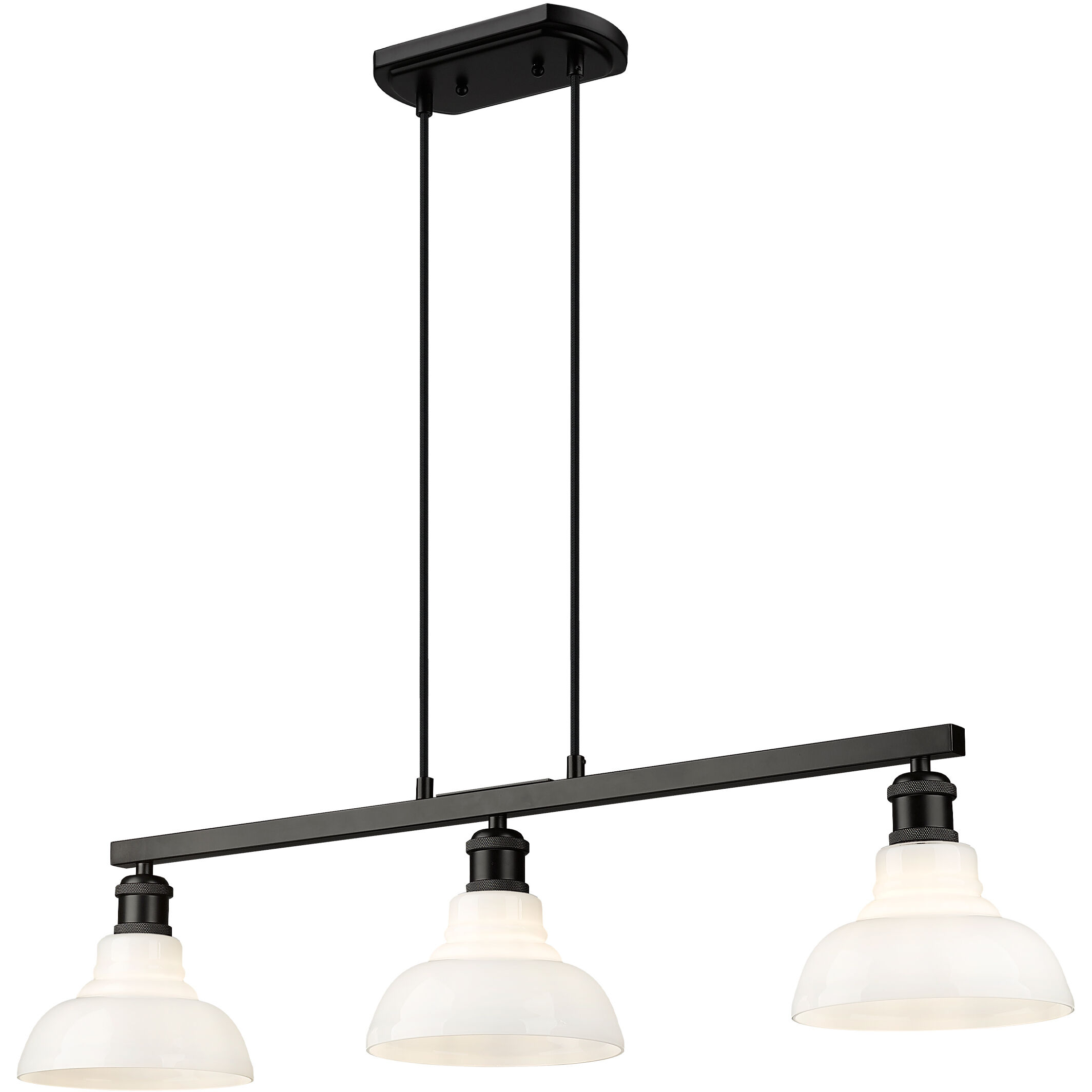 Yep Carver Island Light Ceiling Light in Matte Black, Vintage Milk Glass