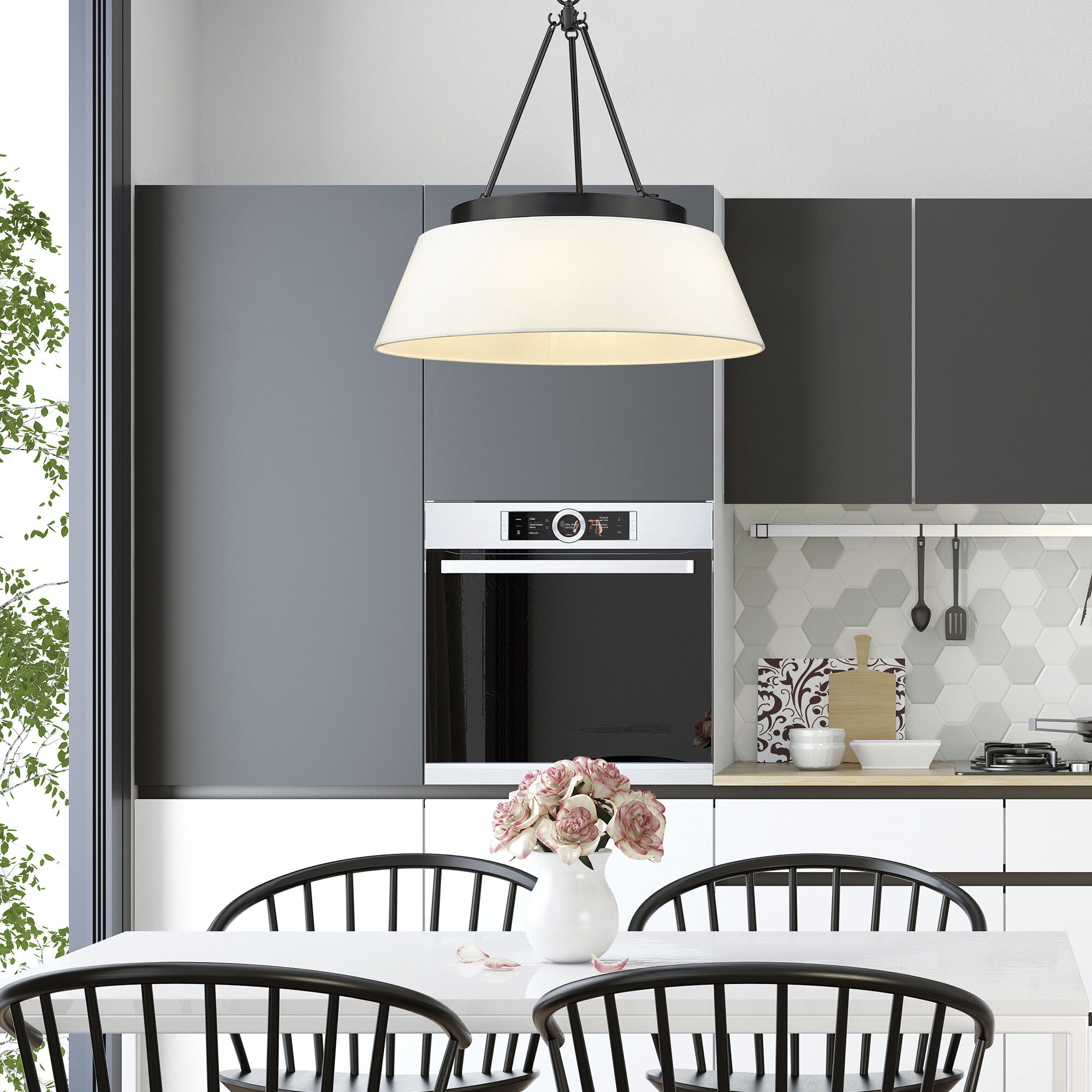 Penn 26 inch 60.00 watt Matte Black Chandelier Ceiling Light