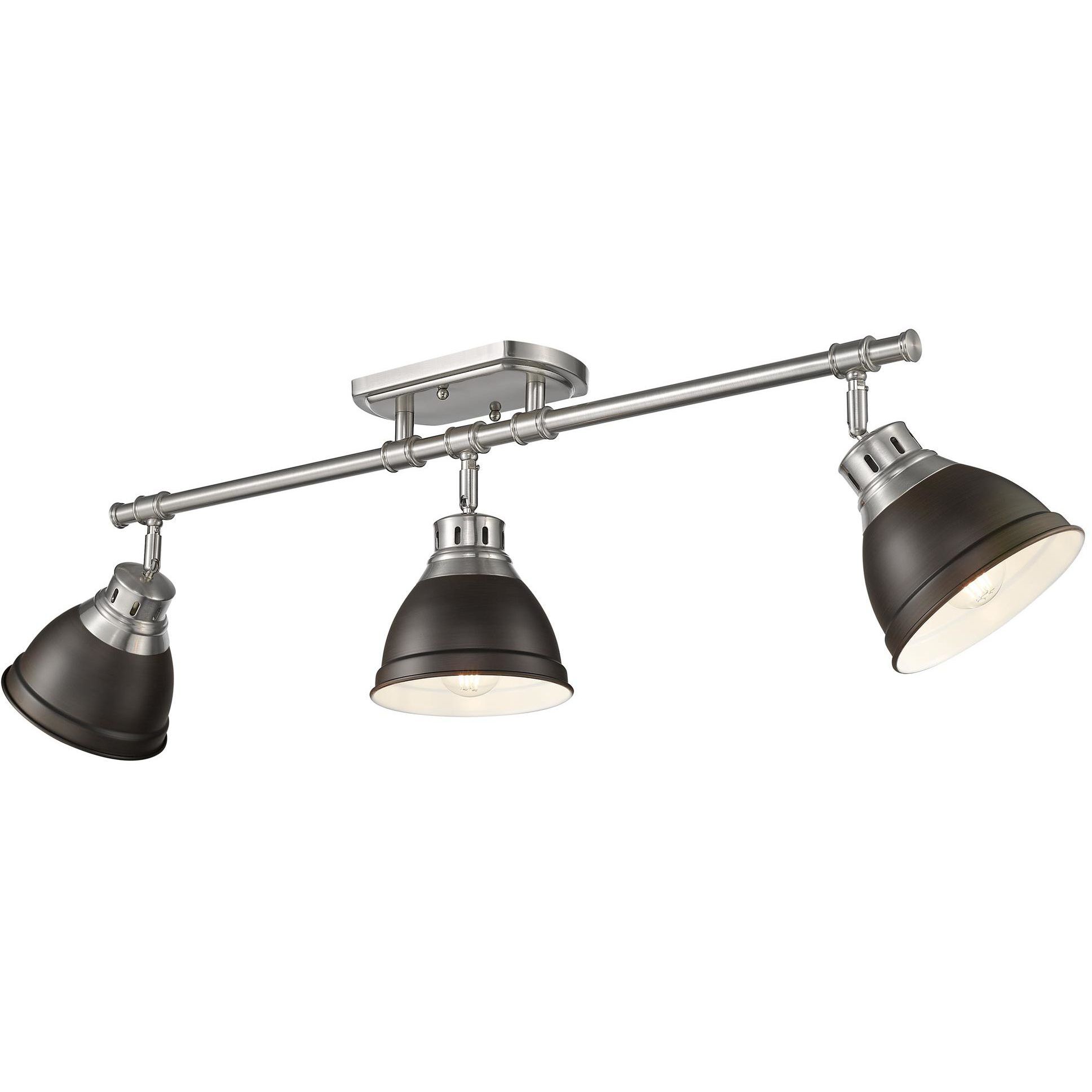 Yep Duncan 3 Light 35.38 inch Pewter Semi-Flush Mount Ceiling Light in Rubbed Bronze