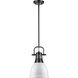 Duncan 1 Light 9 inch Matte Black Mini Pendant Ceiling Light in White, Small