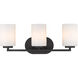 Manhattan 3 Light 20 inch Matte Black Bath Vanity Wall Light