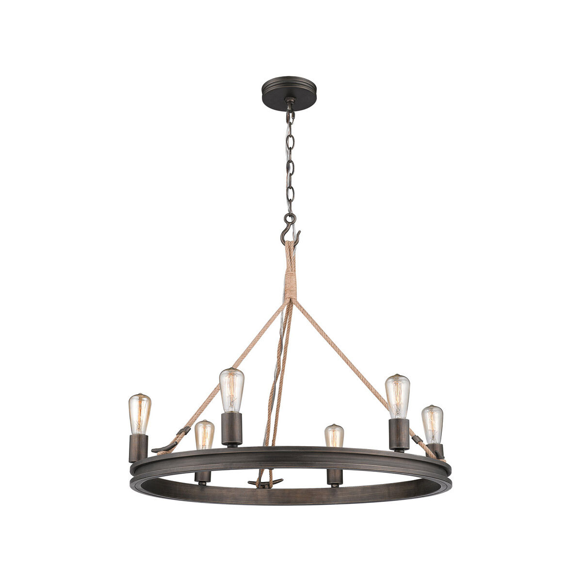 Chatham 6 Light 27 inch Gunmetal Bronze Chandelier Ceiling Light