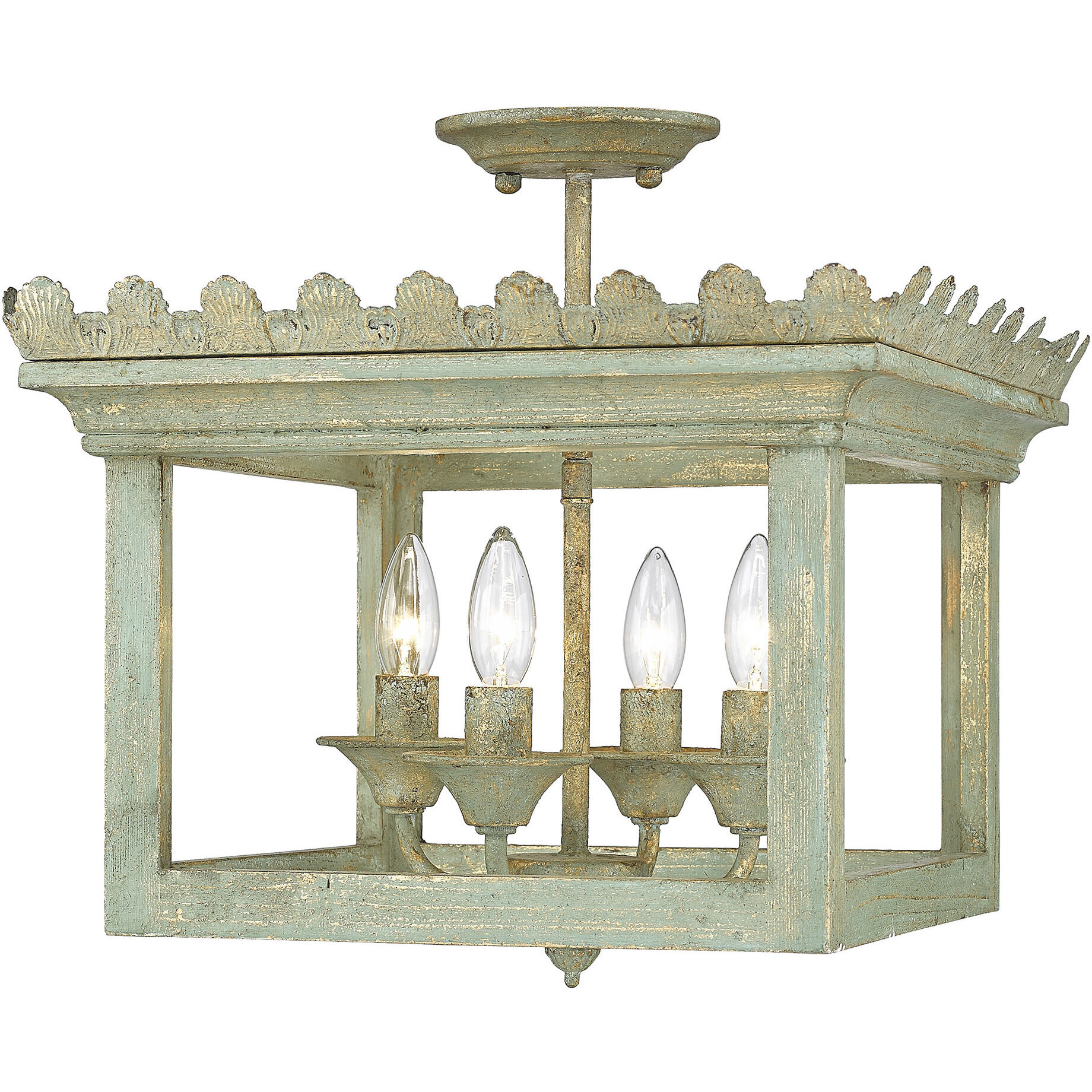 Finley 4 Light 16.5 inch Vintage Sage Semi-Flush Mount Ceiling Light