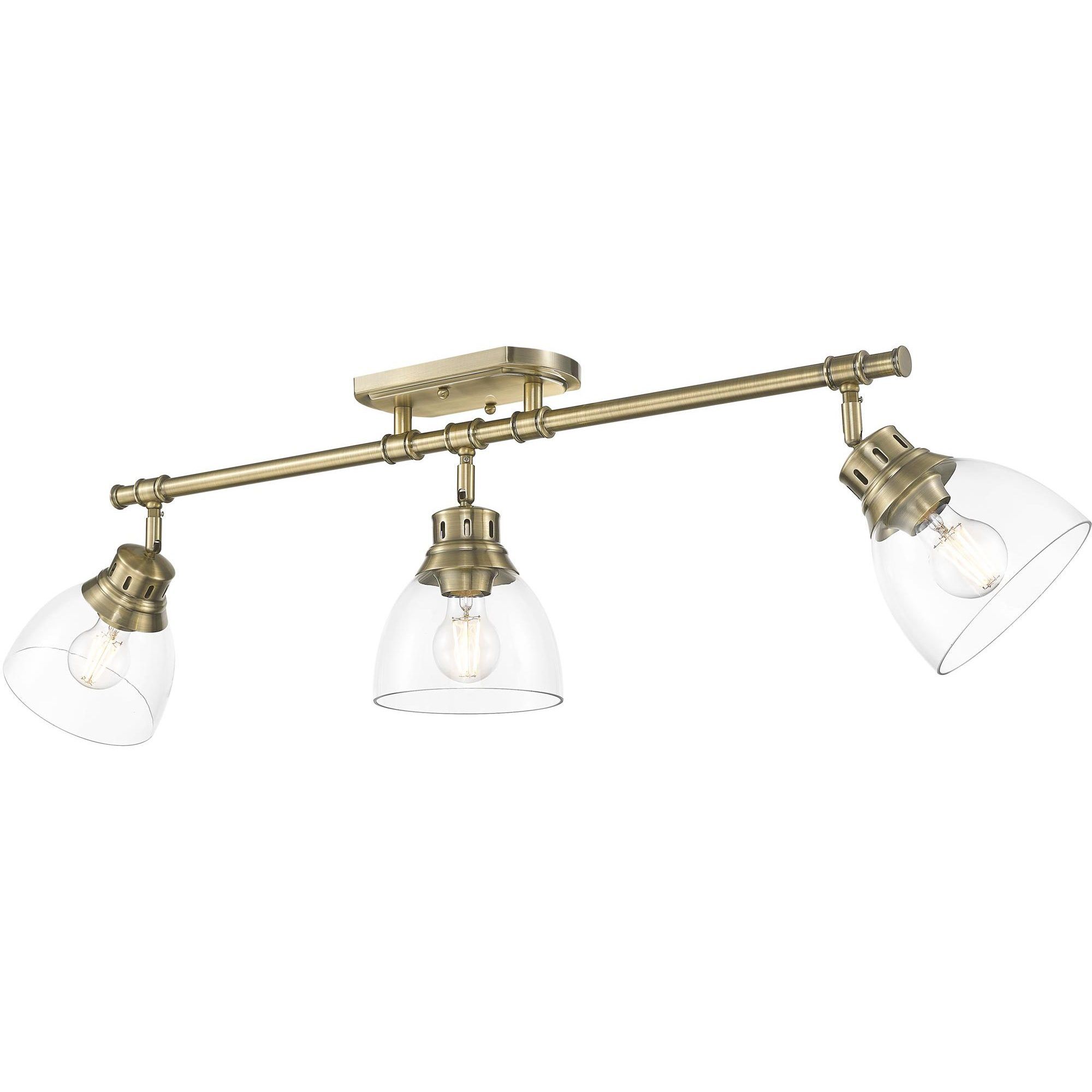 Yep Duncan 3 Light 35.38 inch Aged Brass Semi-Flush Mount Ceiling Light in Clear Glass