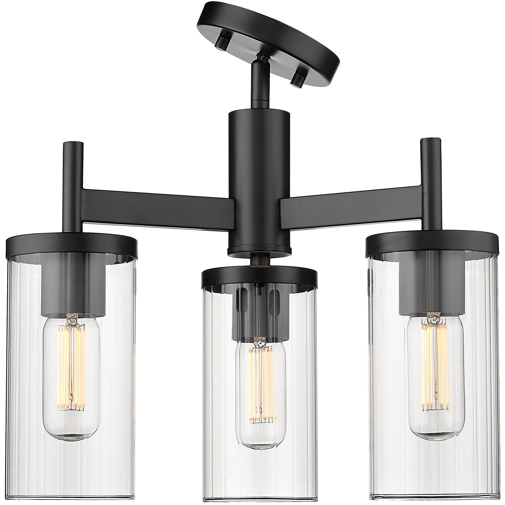 Winslett 3 Light 16.5 inch Matte Black Semi-Flush Mount Ceiling Light, Damp