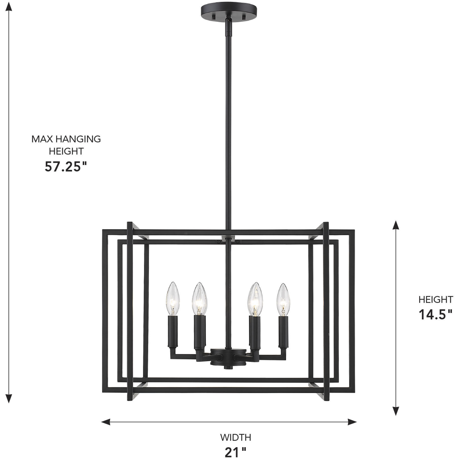 Tribeca 21 inch 60.00 watt Matte Black Chandelier Ceiling Light in Matte Black/Matte Black