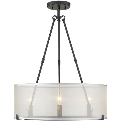 Alyssa 3 Light 20 inch Matte Black Semi-flush Ceiling Light, Short and Long Rod