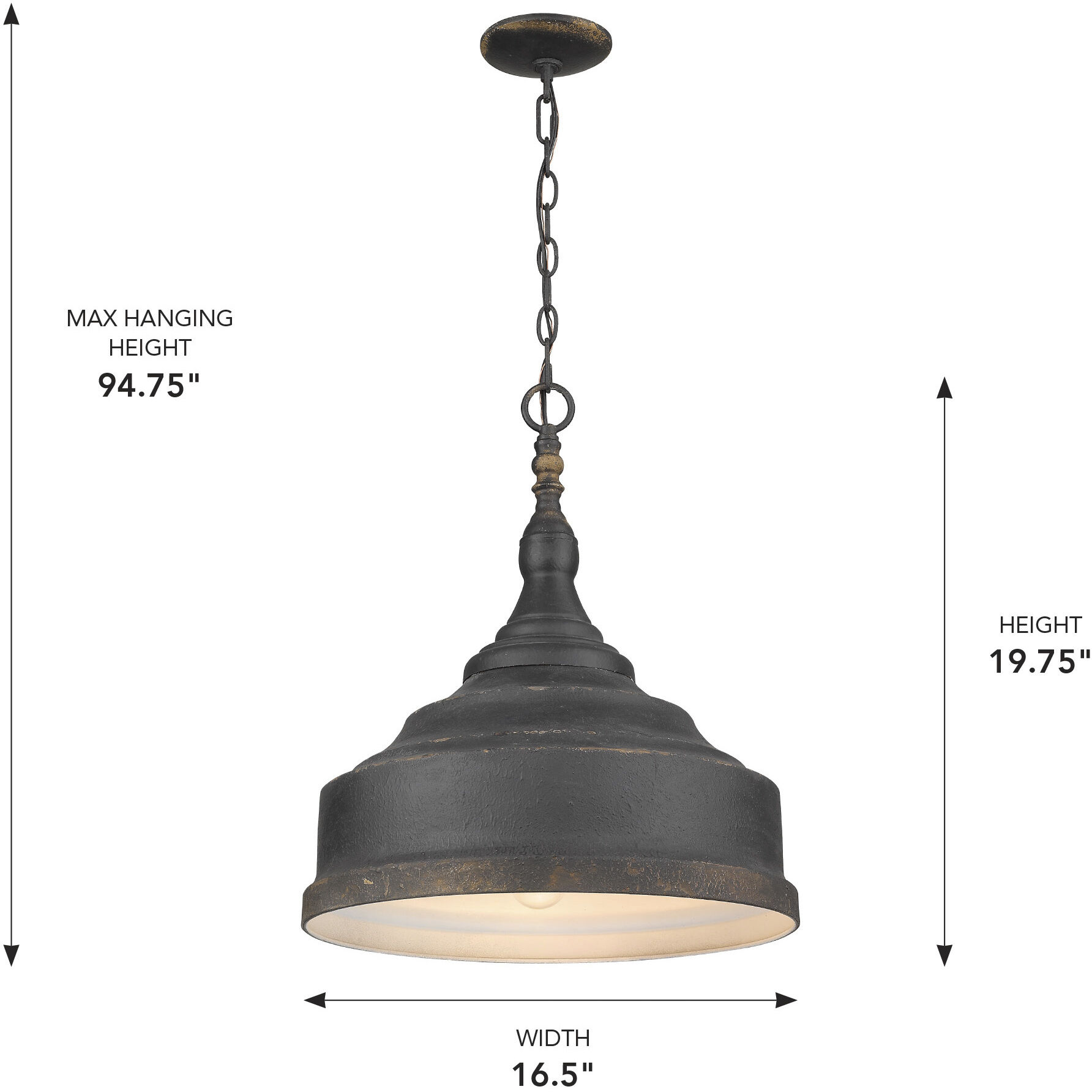 Keating Pendant Ceiling Light in Antique Black Iron