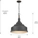 Keating Pendant Ceiling Light in Antique Black Iron