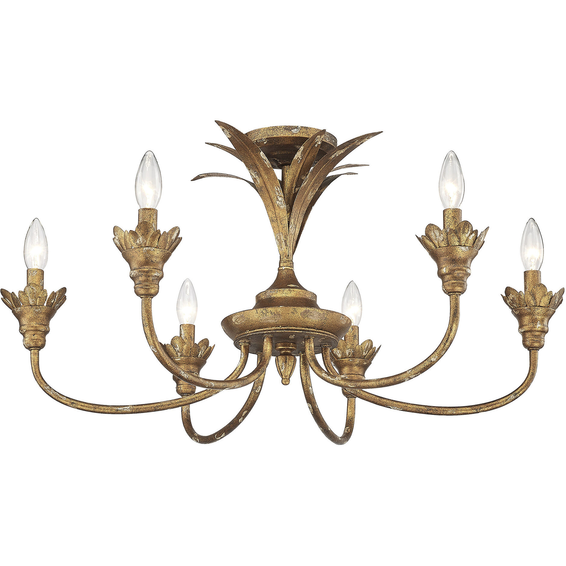 Lillianne 6 Light 28.5 inch Heirloom Gold Semi-Flush Mount Ceiling Light