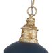 Alison 1 Light 12 inch Vintage Gold Pendant Ceiling Light in Antique Matte Navy