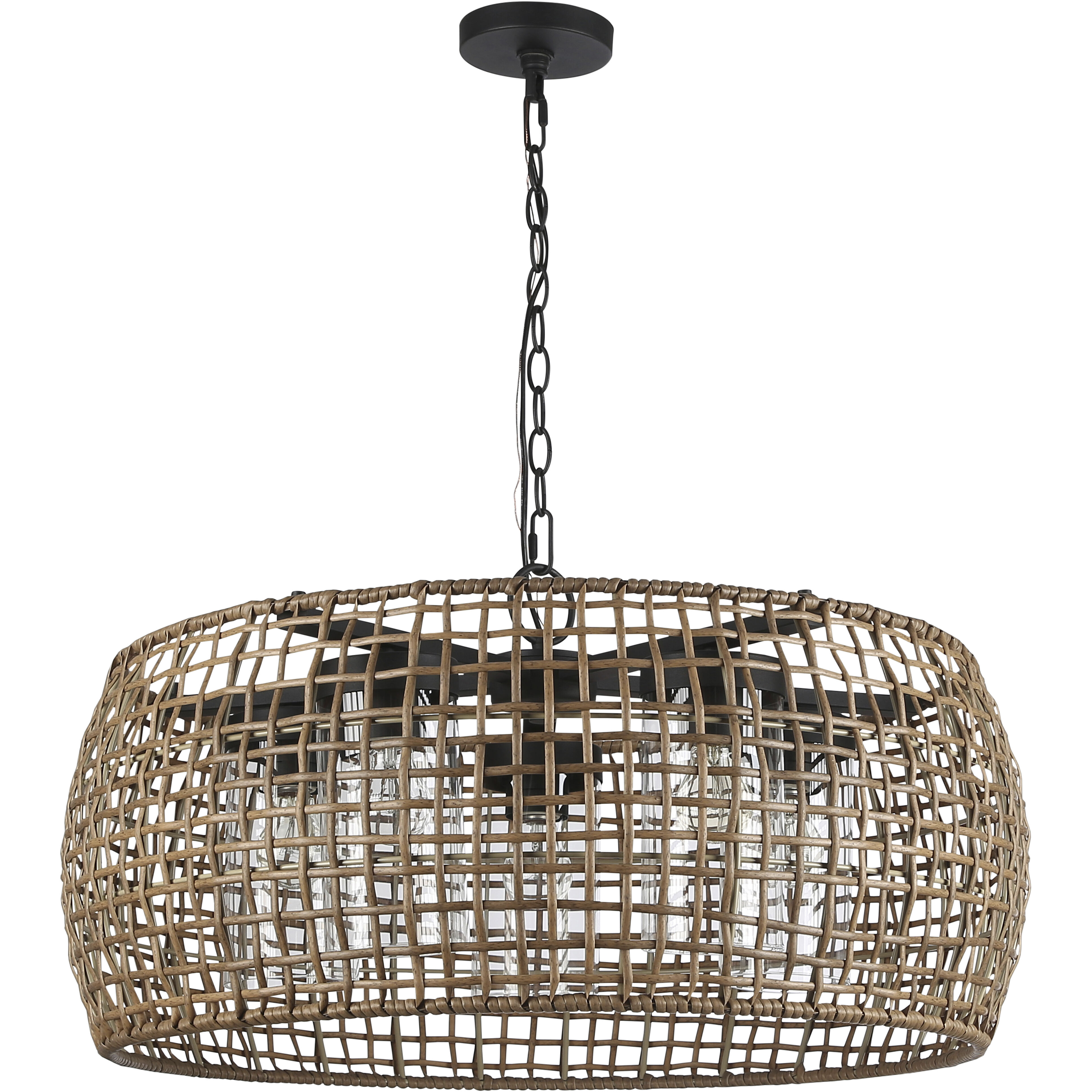 Piper 5 Light 27.5 inch Natural Black Outdoor Pendant