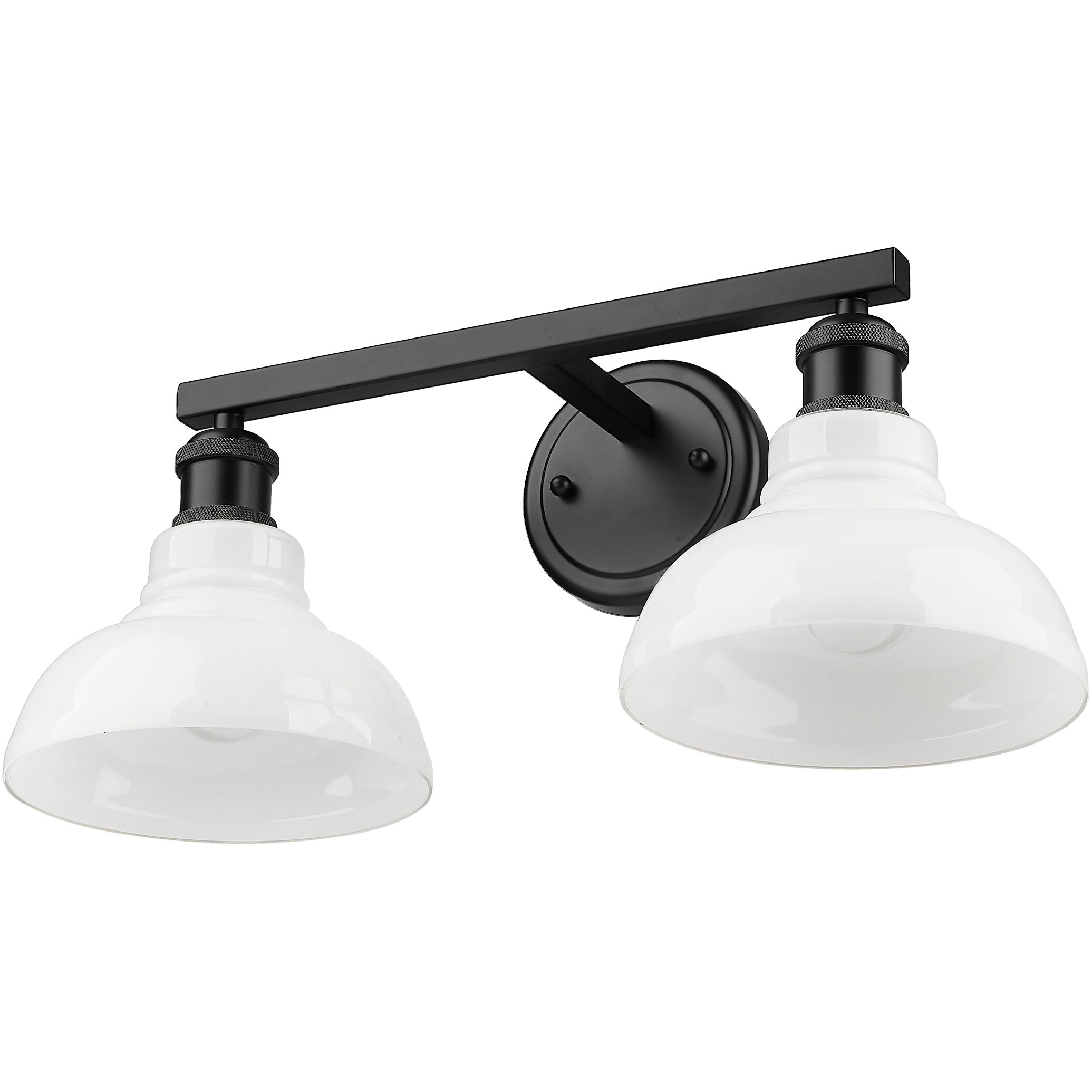 Yep Carver Vanity Wall Light in Matte Black, Vintage Milk Glass