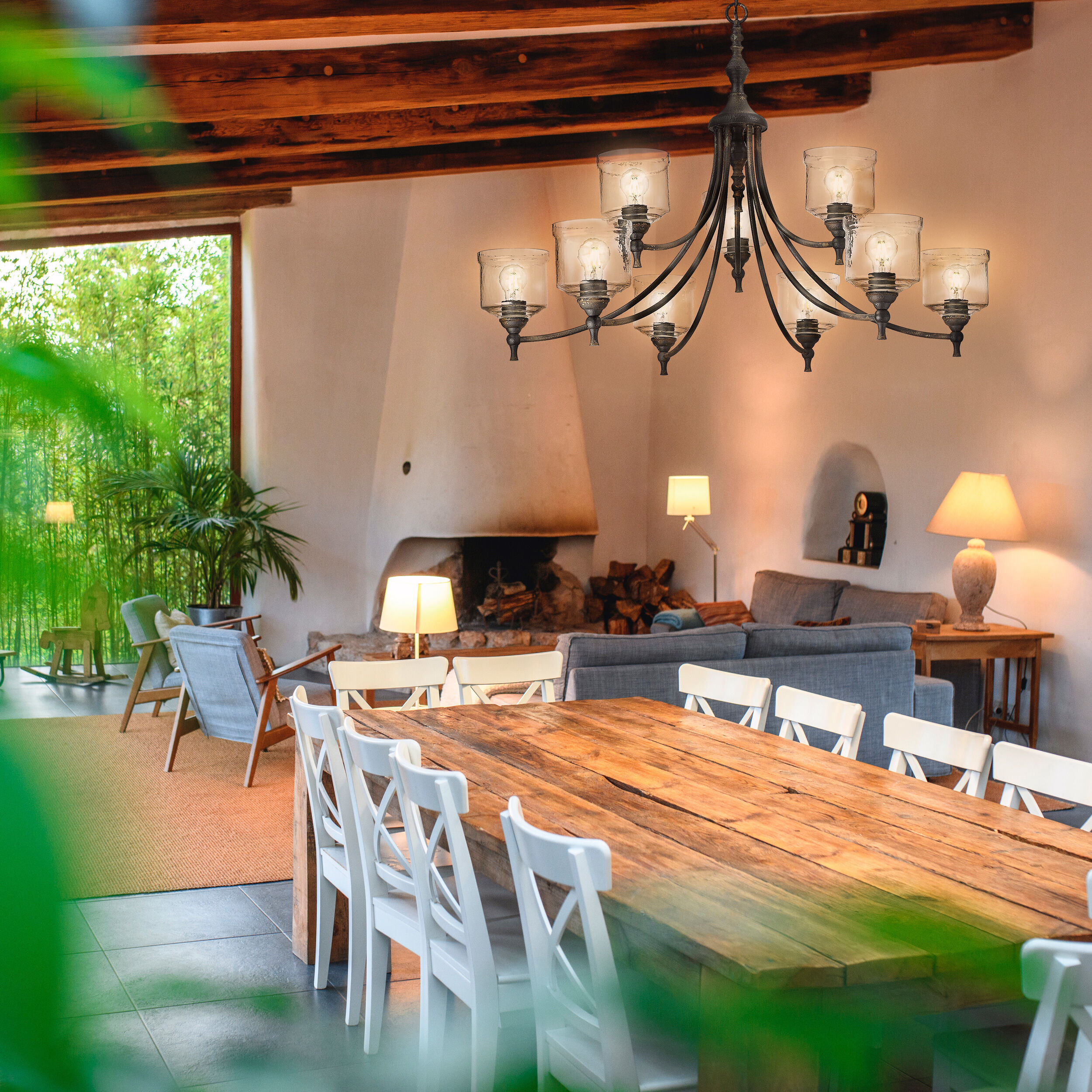 Keating 44 inch 60.00 watt Antique Black Iron Chandelier Ceiling Light