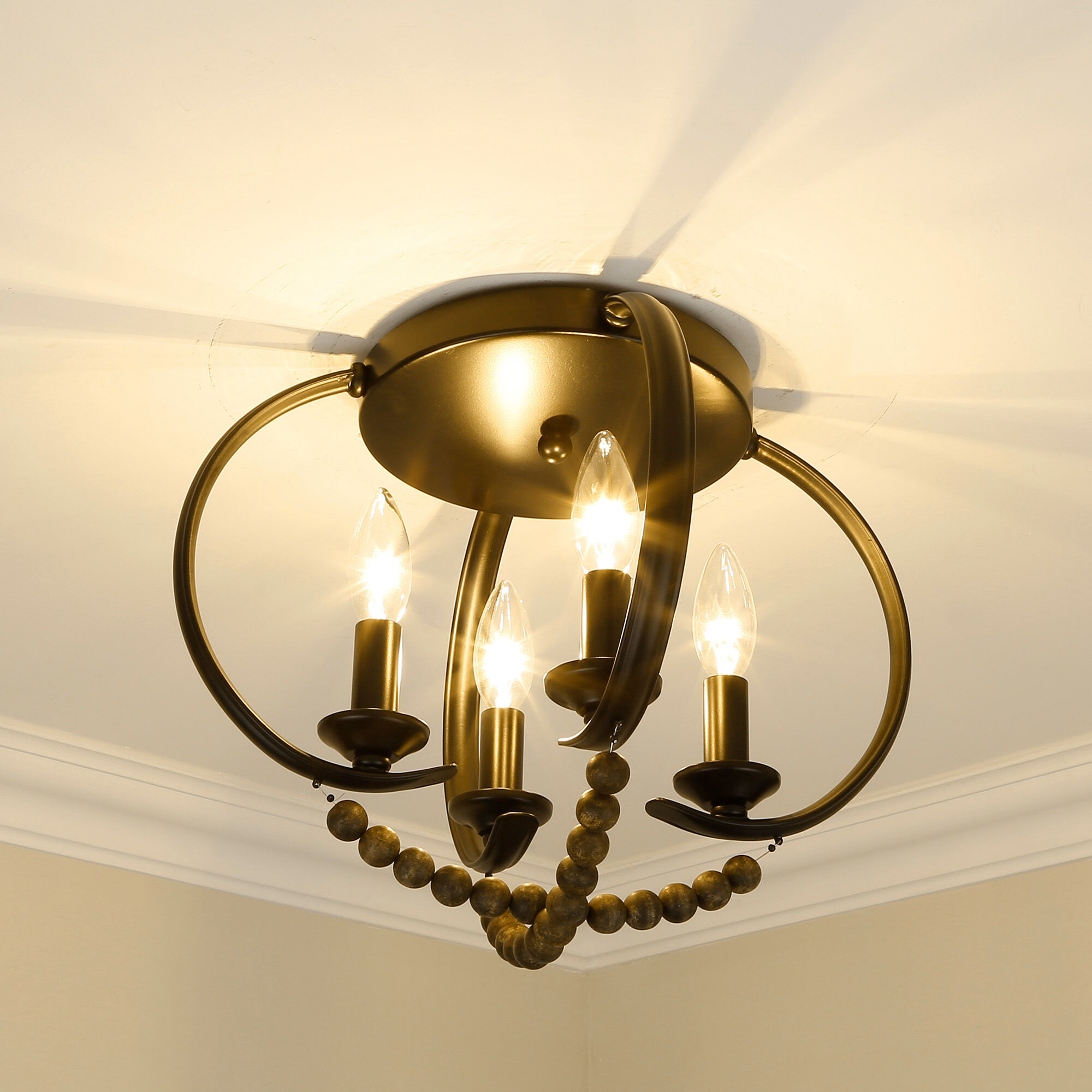 Flori 4 Light 14.5 inch Matte Black Flush Mount Ceiling Light