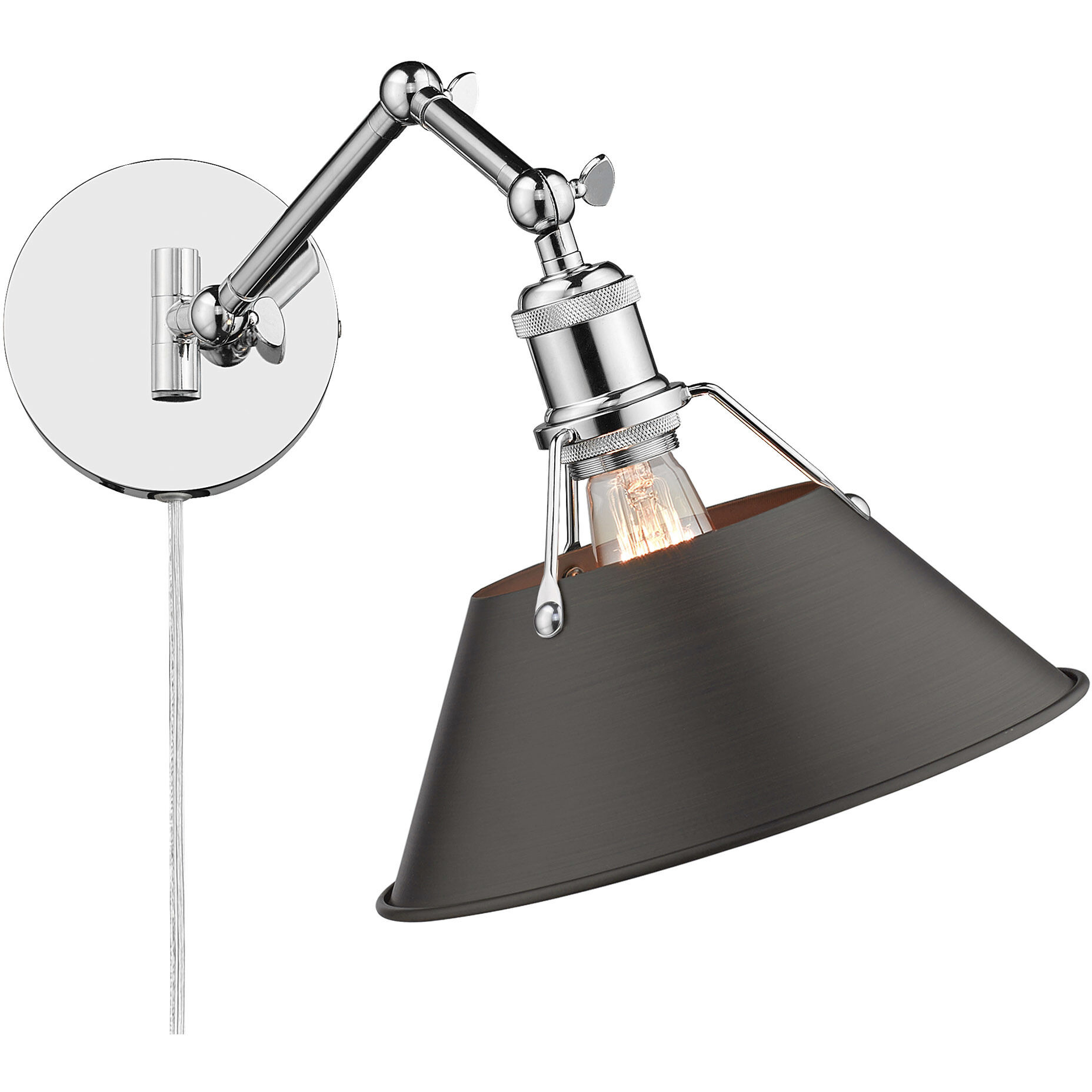 Yep Orwell 1 Light 10 inch Chrome Swing Arm Wall Lamp Wall Light in Rubbed Bronze, Adjustable
