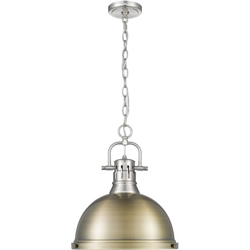 Duncan 1 Light 14 inch Pewter Pendant Ceiling Light in Aged Brass, Large