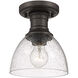 Yep Hines 1 Light 6.88 inch Rubbed Bronze Semi-Flush Mount Ceiling Light in Seeded Glass