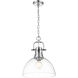 Yep Duncan 1 Light 14 inch Chrome Pendant Ceiling Light in Clear Glass