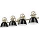 Yep Duncan Vanity Wall Light in Aged Brass, Black