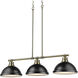 Duncan 3 Light 40 inch Aged Brass Linear Pendant Ceiling Light in Matte Black