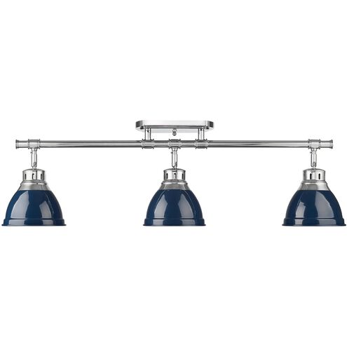Duncan 3 Light 6.5 inch Chrome Semi-Flush Track Light Ceiling Light in Matte Navy