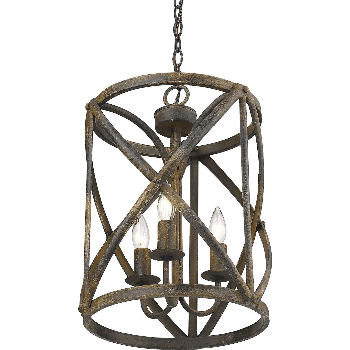 Alcott Pendant Ceiling Light in Antique Black Iron, Caged