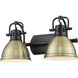 Yep Duncan Vanity Wall Light in Matte Black, Aged Brass