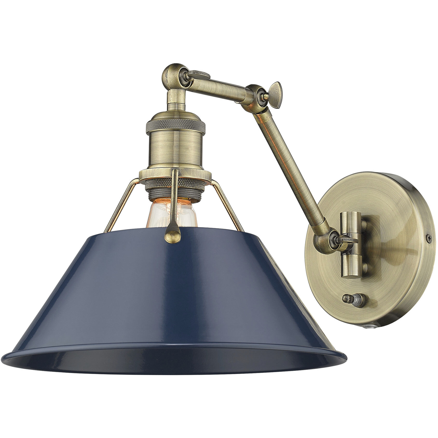 Yep Orwell 1 Light 10 inch Aged Brass Swing Arm Wall Lamp Wall Light in Navy, Adjustable