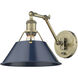 Yep Orwell 1 Light 10 inch Aged Brass Swing Arm Wall Lamp Wall Light in Navy, Adjustable