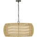 Everly 27.13 inch 60.00 watt Matte Black Chandelier Ceiling Light in Natural Rattan