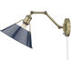 Yep Orwell 1 Light 10 inch Aged Brass Swing Arm Wall Lamp Wall Light in Navy, Adjustable