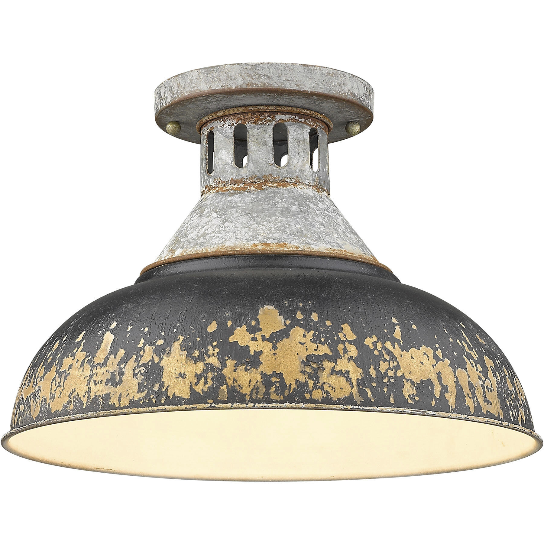 Kinsley 1 Light 14 inch Aged Galvanized Steel Semi-Flush Mount Ceiling Light in Antique Teal