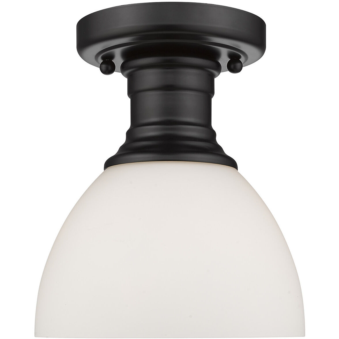 Yep Hines 1 Light 6.88 inch Matte Black Semi-Flush Mount Ceiling Light in Opal Glass