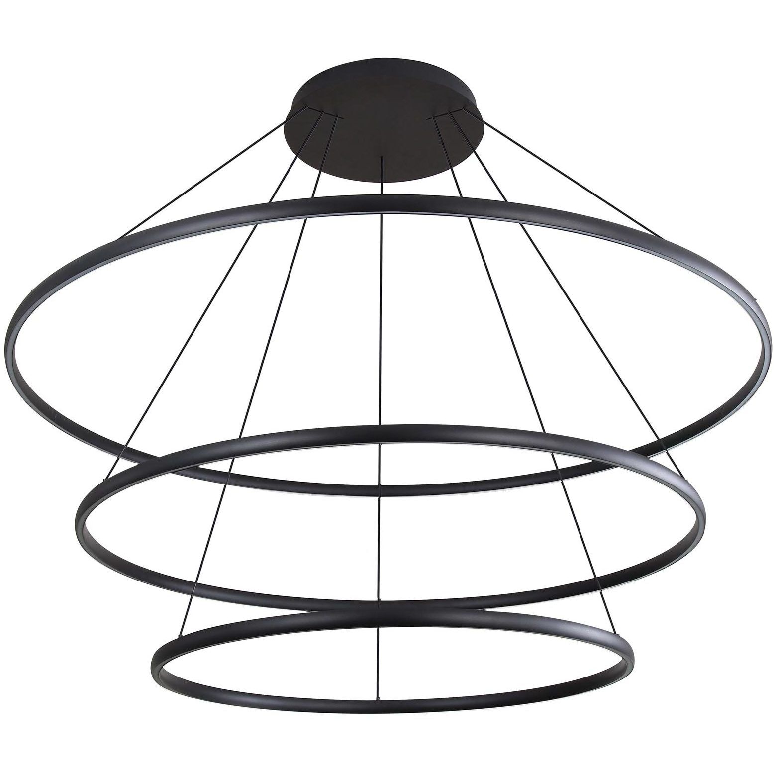 Veritas 59 inch 80.00 watt Sand Black Chandelier Ceiling Light, 3 Tier