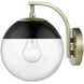 Dixon 1 Light 7.75 inch Aged Brass Wall Sconce Wall Light in Matte Black, Damp
