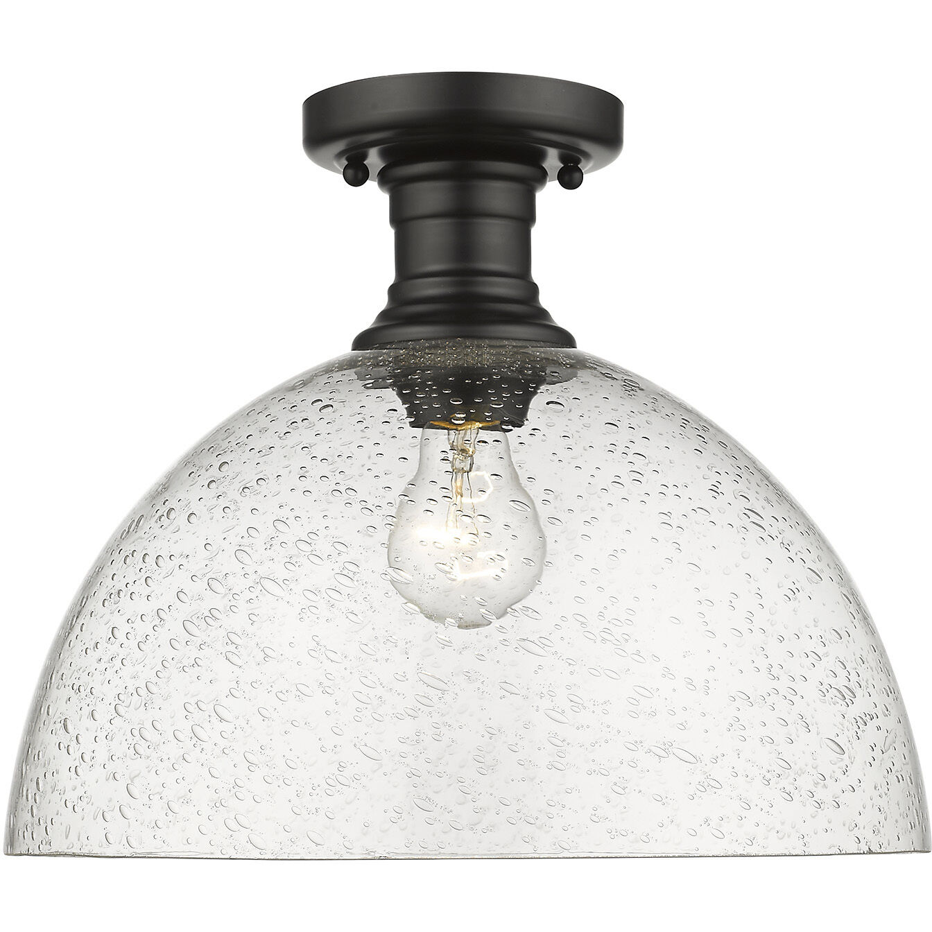 Yep Hines 1 Light 13.5 inch Rubbed Bronze Semi-Flush Mount Ceiling Light in Seeded Glass