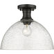 Yep Hines 1 Light 13.5 inch Matte Black Semi-Flush Mount Ceiling Light in Seeded Glass