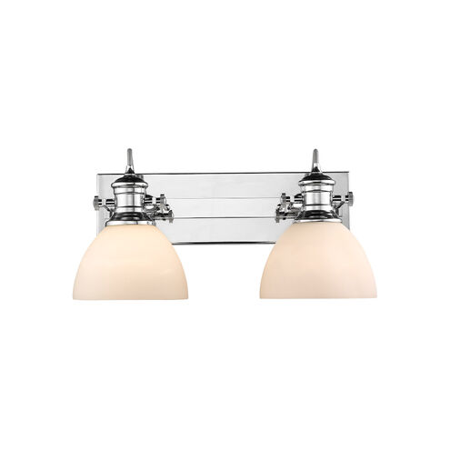 Hines 2 Light 17.88 inch Chrome Vanity Lighting Wall Light in Opal Glass