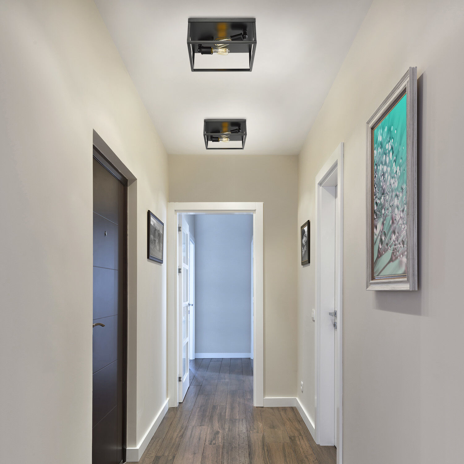 Wesson 2 Light 12 inch Matte Black Flush Mount Ceiling Light