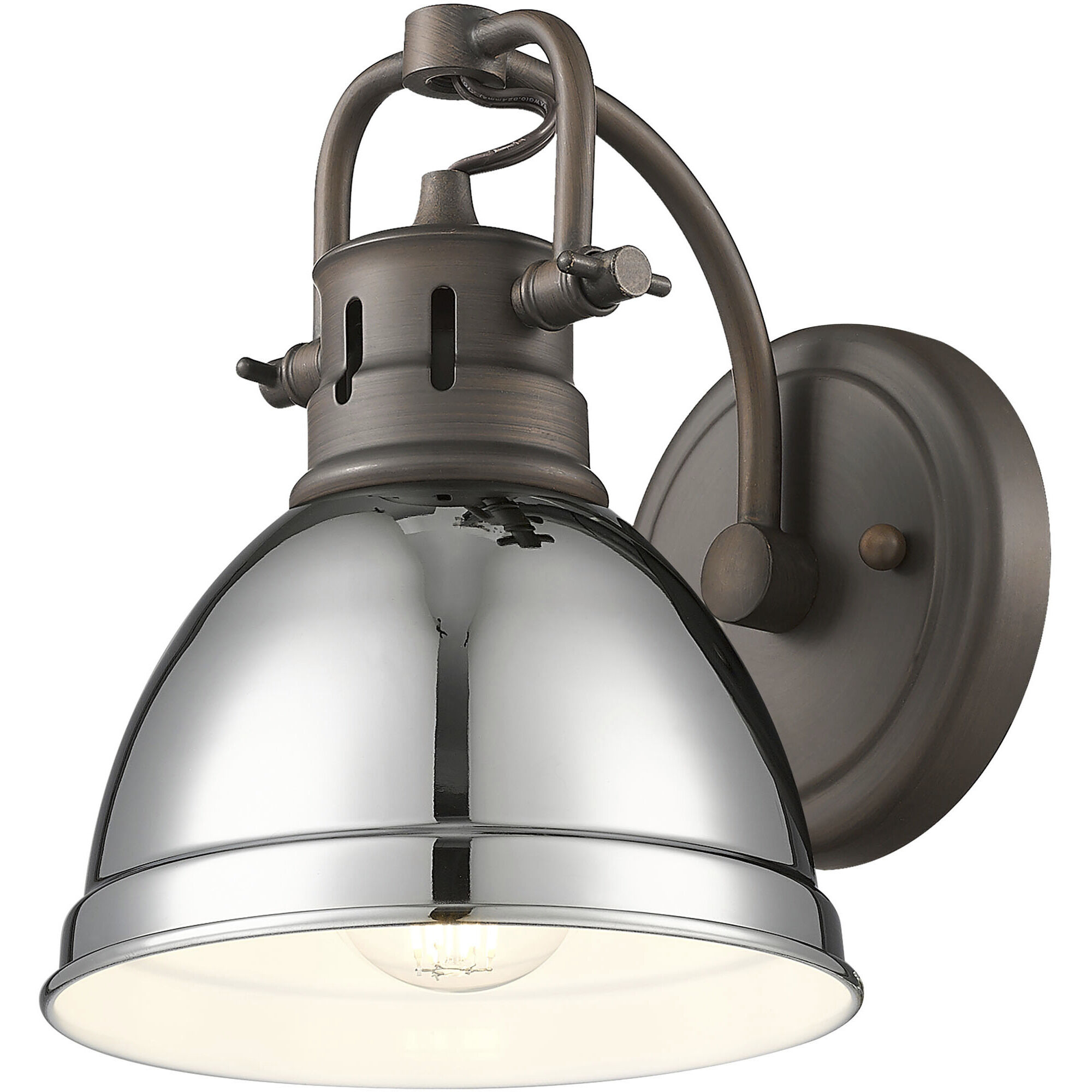 Yep Duncan Vanity Wall Light in Rubbed Bronze, Chrome