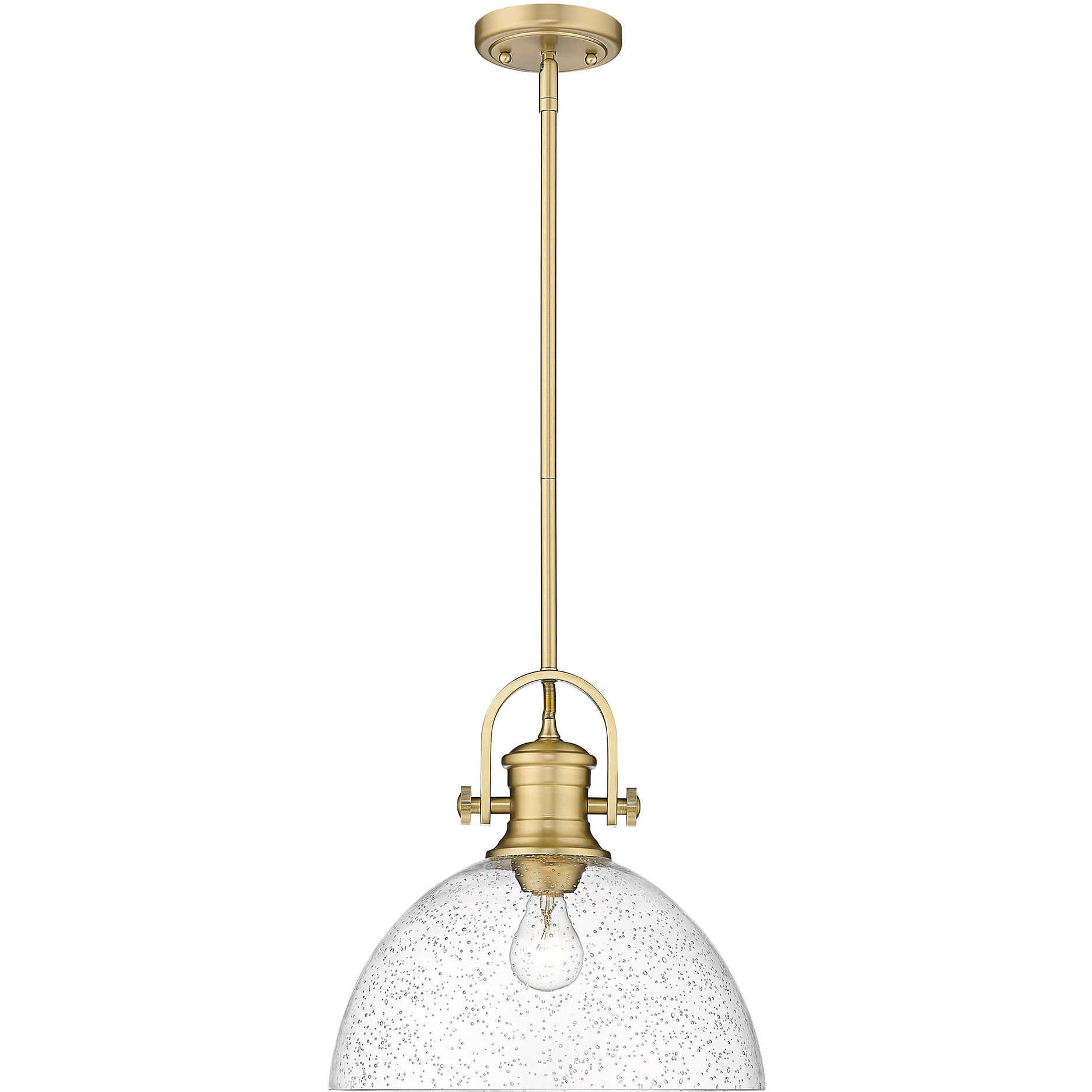 Yep Hines 1 Light 13.5 inch Brushed Champagne Brass Pendant Ceiling Light in Seeded Glass, Large
