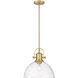 Yep Hines 1 Light 13.5 inch Brushed Champagne Brass Pendant Ceiling Light in Seeded Glass, Large