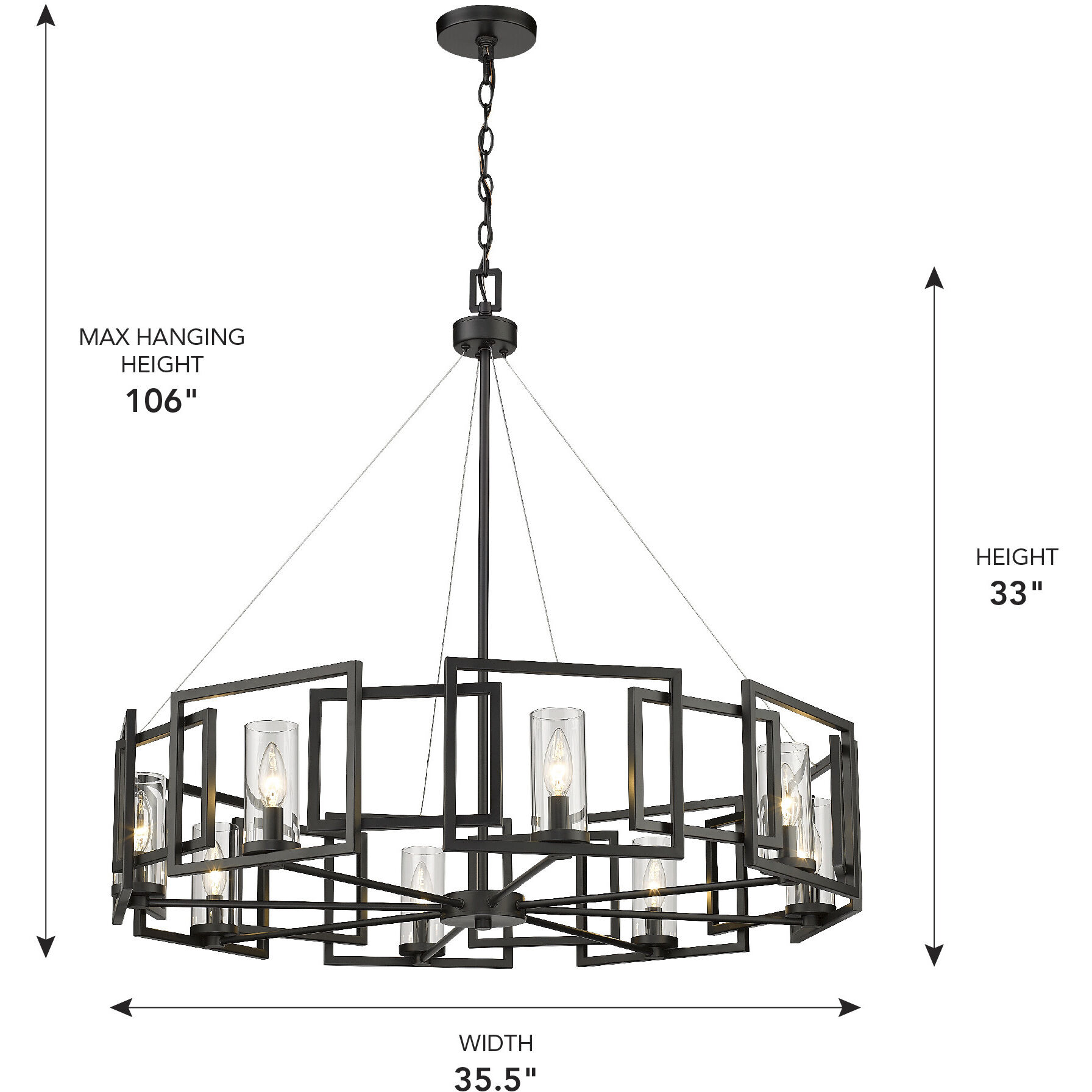 Marco 8 Light 35.38 inch Matte Black Chandelier Ceiling Light